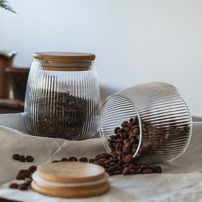 Factory direct glass jar for food storage high borosilicate glass storage jar with wooden lid
