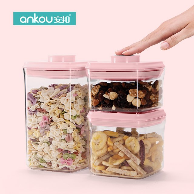 Hot Sales Food Canisters kitchen organizer Durable Sealed Cans Clear Stackable Bpa-Free Pop Up Airtight food storage & container