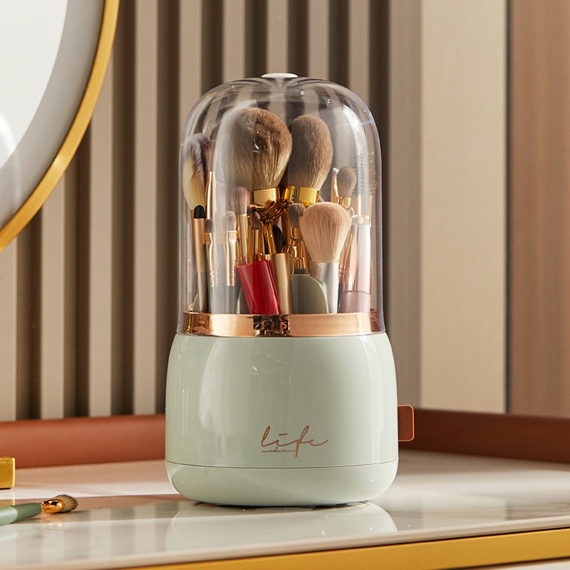 360 Factory Luxury spins Makeup Brush Holder Dresser Desktop Transparent Rotatable Plastic Cosmetics Organizer Storage Box 360