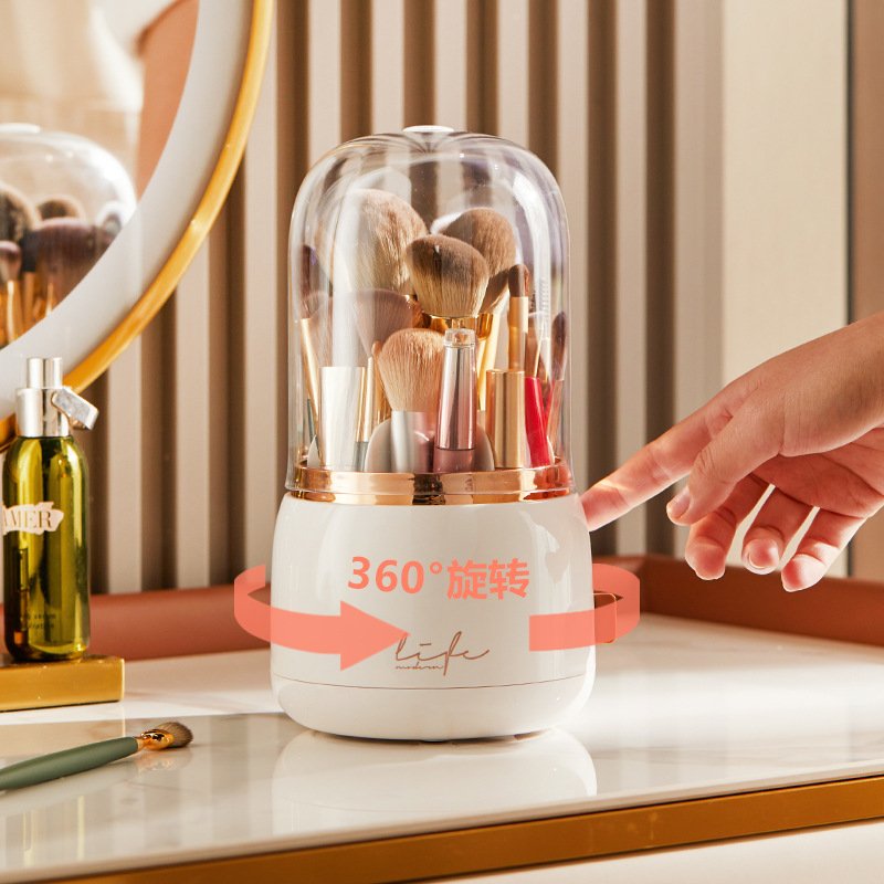 360 Factory Luxury spins Makeup Brush Holder Dresser Desktop Transparent Rotatable Plastic Cosmetics Organizer Storage Box 360