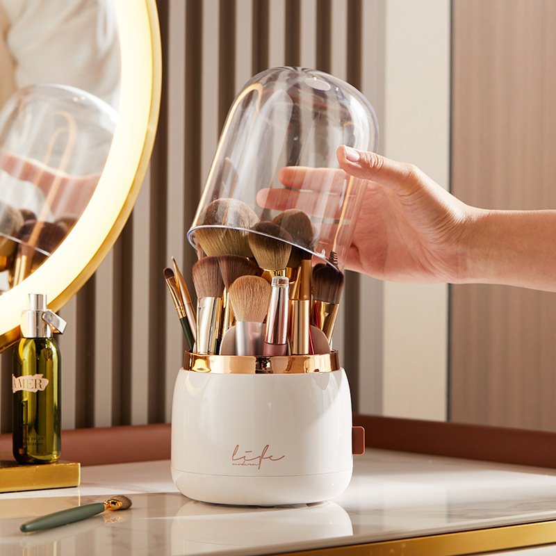 360 Factory Luxury spins Makeup Brush Holder Dresser Desktop Transparent Rotatable Plastic Cosmetics Organizer Storage Box 360