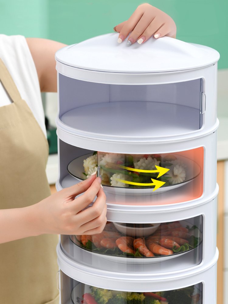 2024 Multi-Layer Food Cover Tent Dustproof and Heat Preserving Removable Fresh-Keeping Plastic Container for Kitchen Use