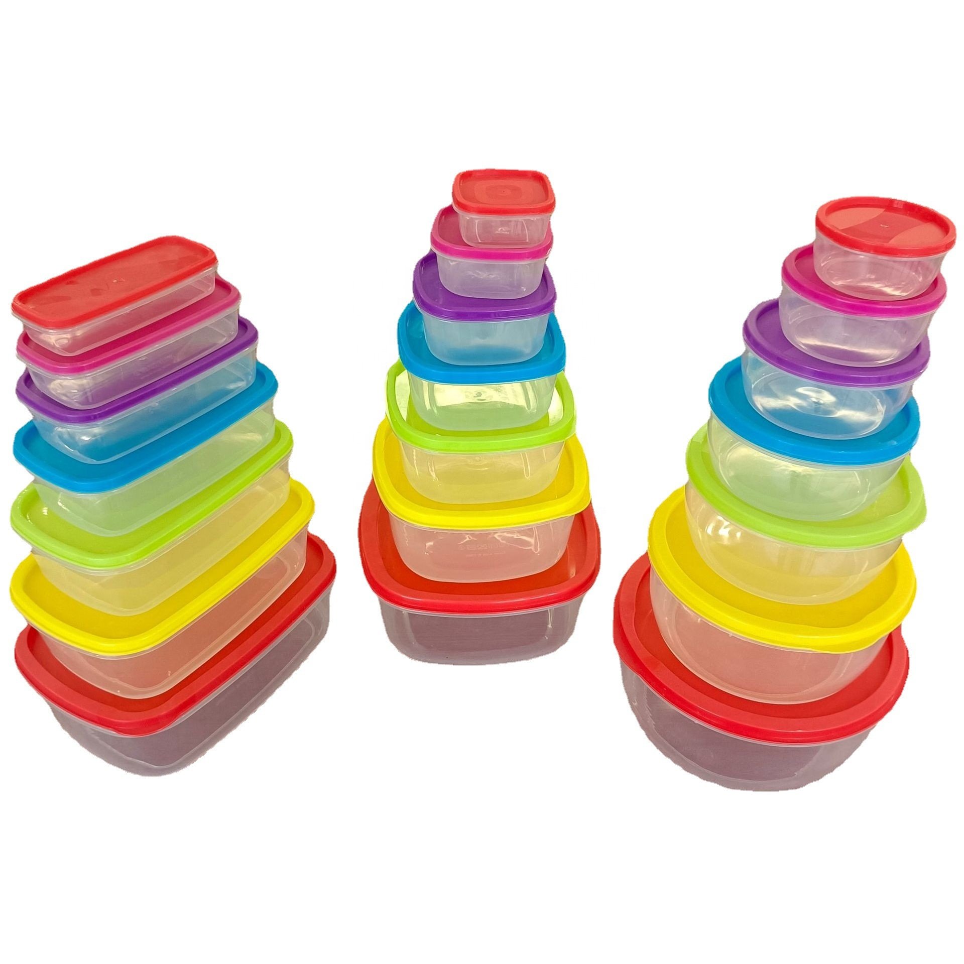 Colorful Rectangle Set of 7pcs Food Storage Container Plastic Box Bento For Food