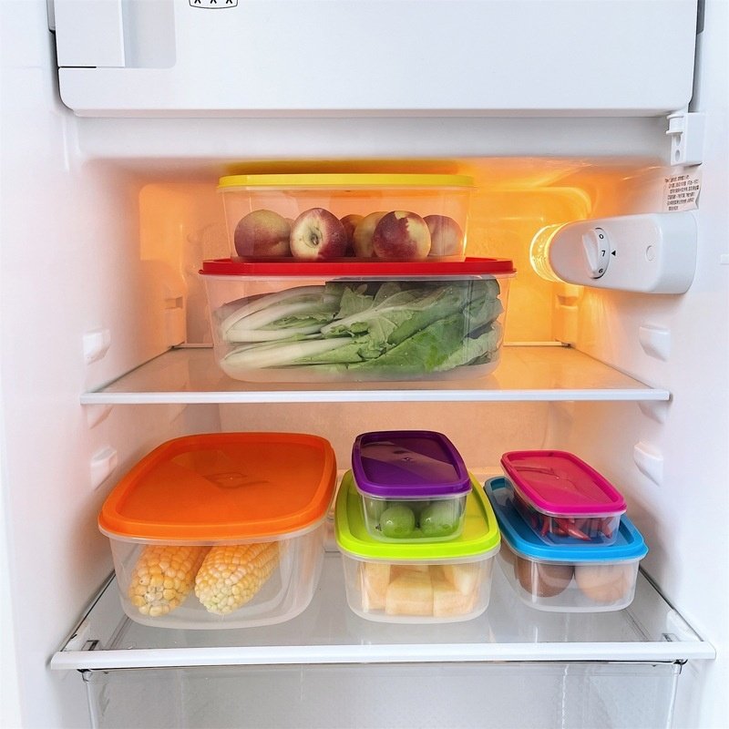 Colorful Rectangle Set of 7pcs Food Storage Container Plastic Box Bento For Food