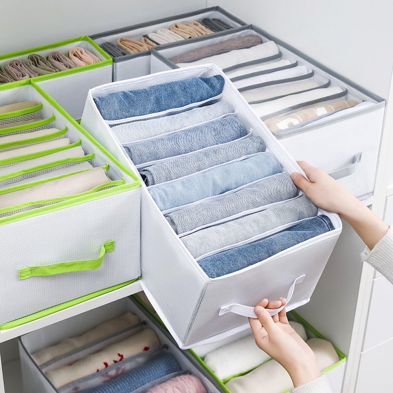 Travel-friendly Plastic Mesh Clothes Organizer for Thin Jeans Wardrobe Closet Organizers and Storage Baskets