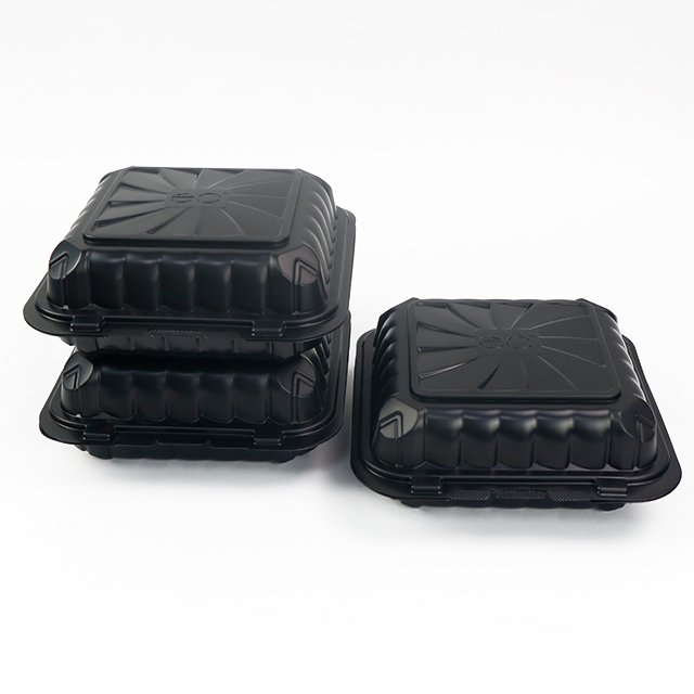 Disposable 3 Compartment White Rectangular Storage Boxes Mfpp Mineral Filled Plastic Clamshell Hinged Food Container With Lid