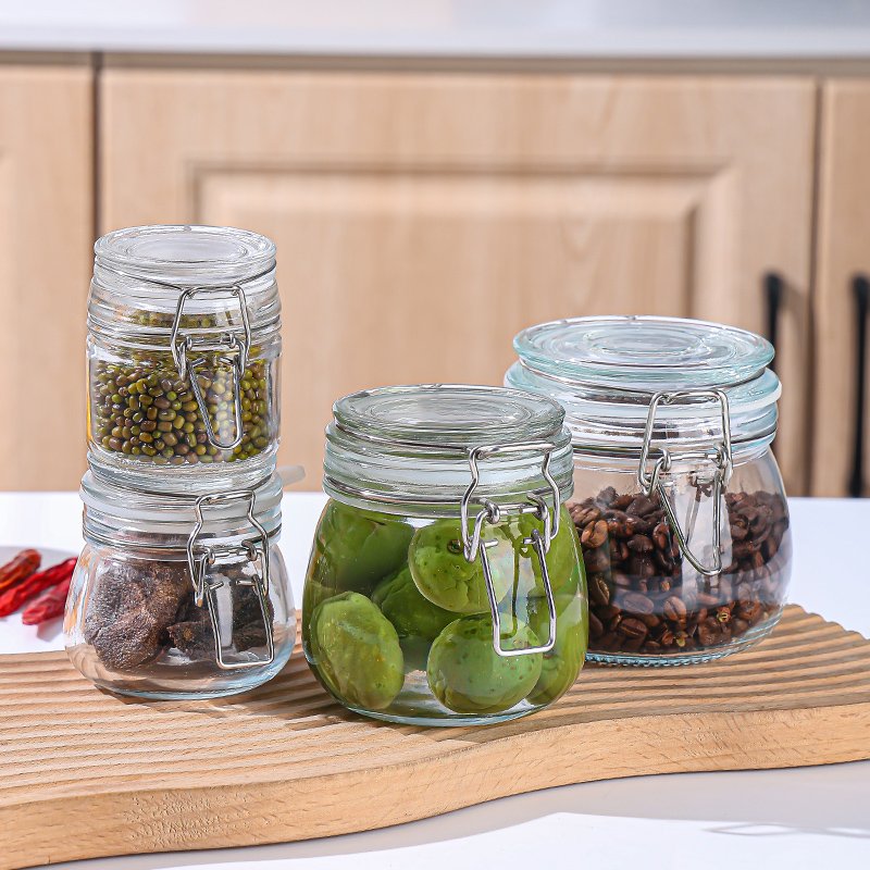 New Collection Kitchen Food Storage Glass Jar With Airtight Glass Lid Canister For Chocolate Candy And Cookies Storage Jar