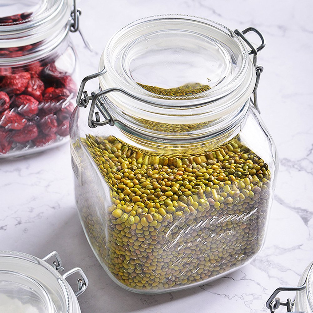 New Collection Kitchen Food Storage Glass Jar With Airtight Glass Lid Canister For Chocolate Candy And Cookies Storage Jar