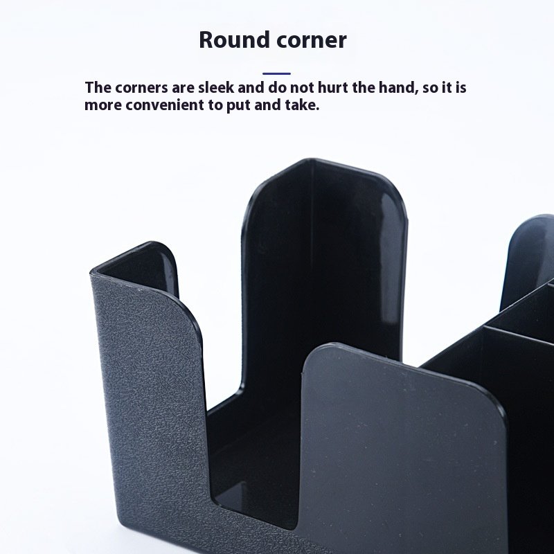 Black Plastic Bar Caddy Organizer With 6 Compartments Durable Accessories For Napkins Straws Stirrers Storage Box Home Supplies