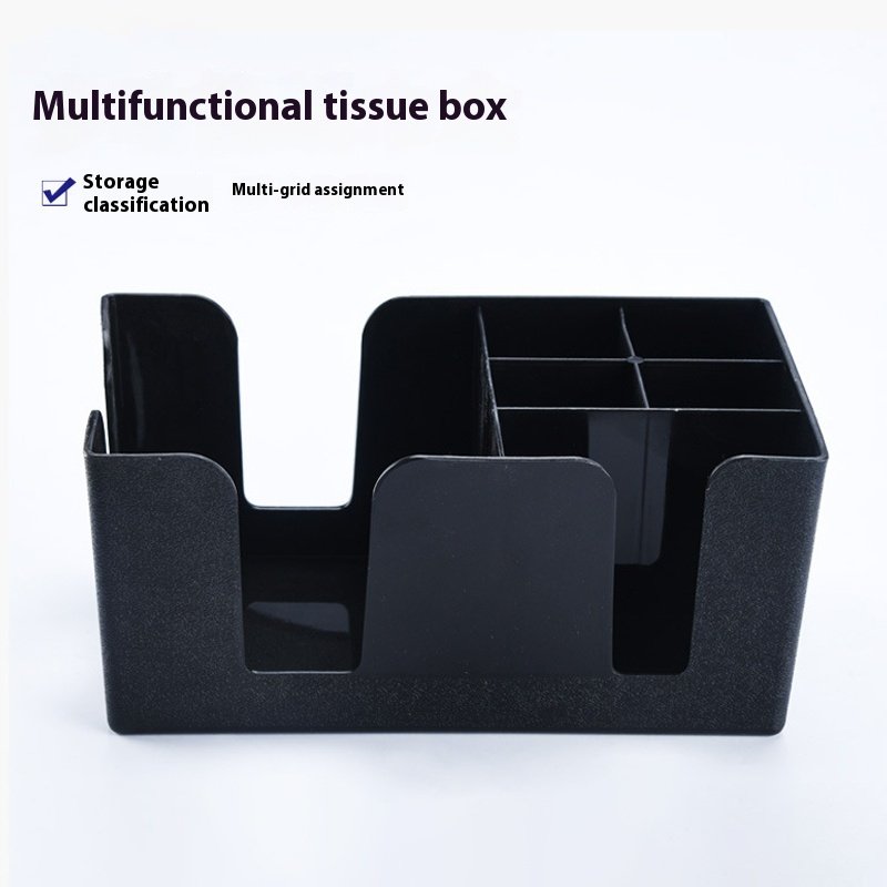 Black Plastic Bar Caddy Organizer With 6 Compartments Durable Accessories For Napkins Straws Stirrers Storage Box Home Supplies