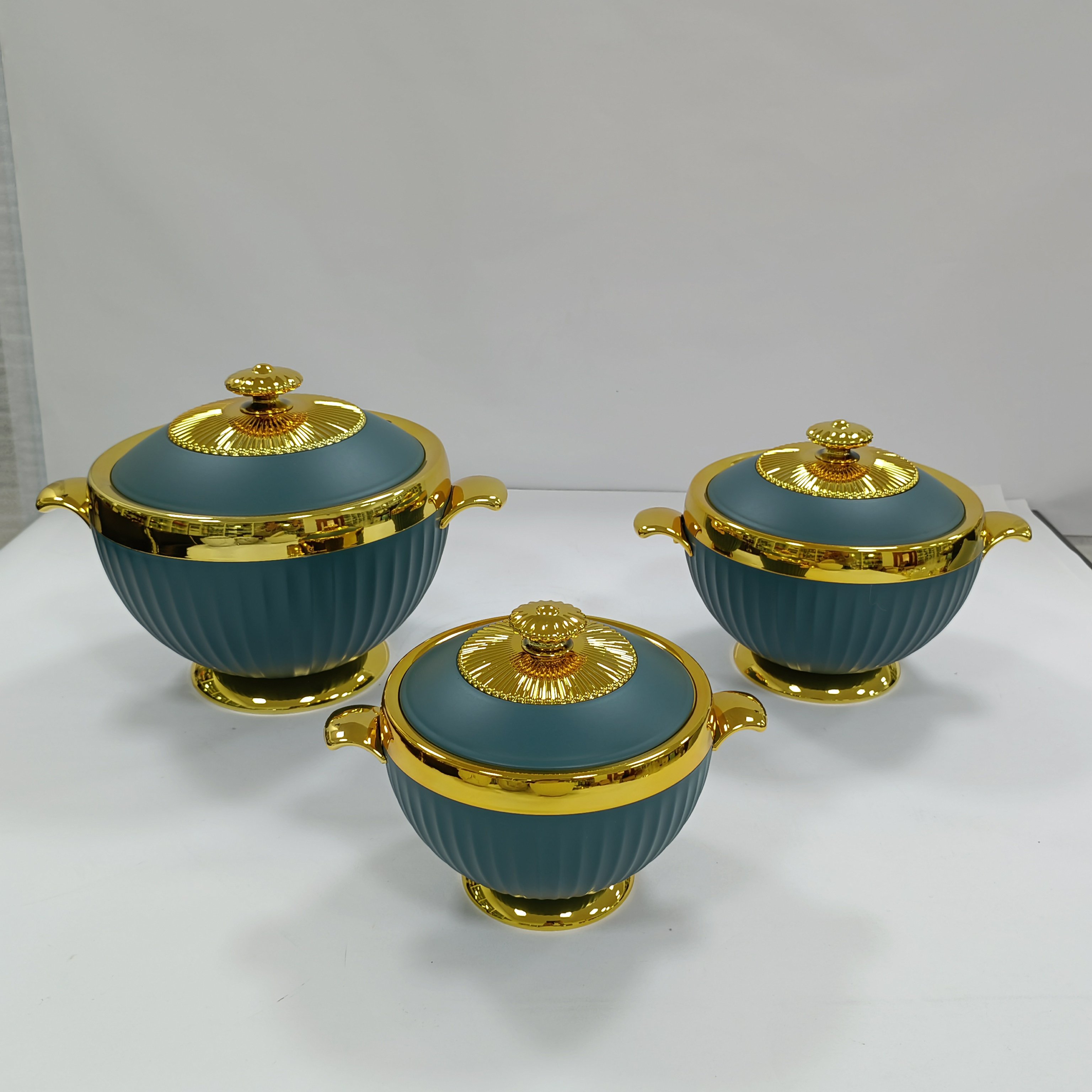High quality Bar Hotel round cooking pot set for Home Party 1.2L+1.8L+3.2L LAfrica insulated casserole food warmer
