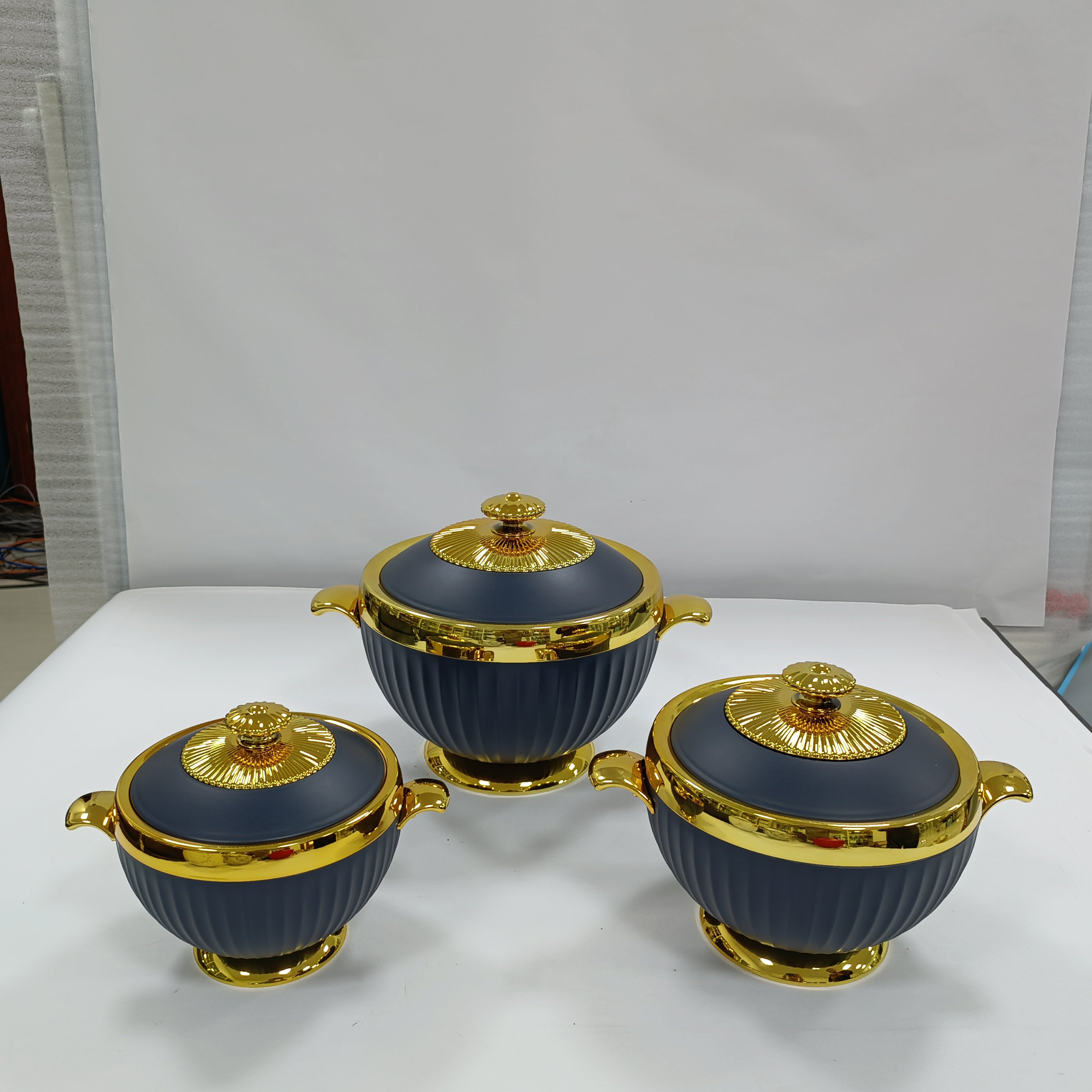 High quality Bar Hotel round cooking pot set for Home Party 1.2L+1.8L+3.2L LAfrica insulated casserole food warmer