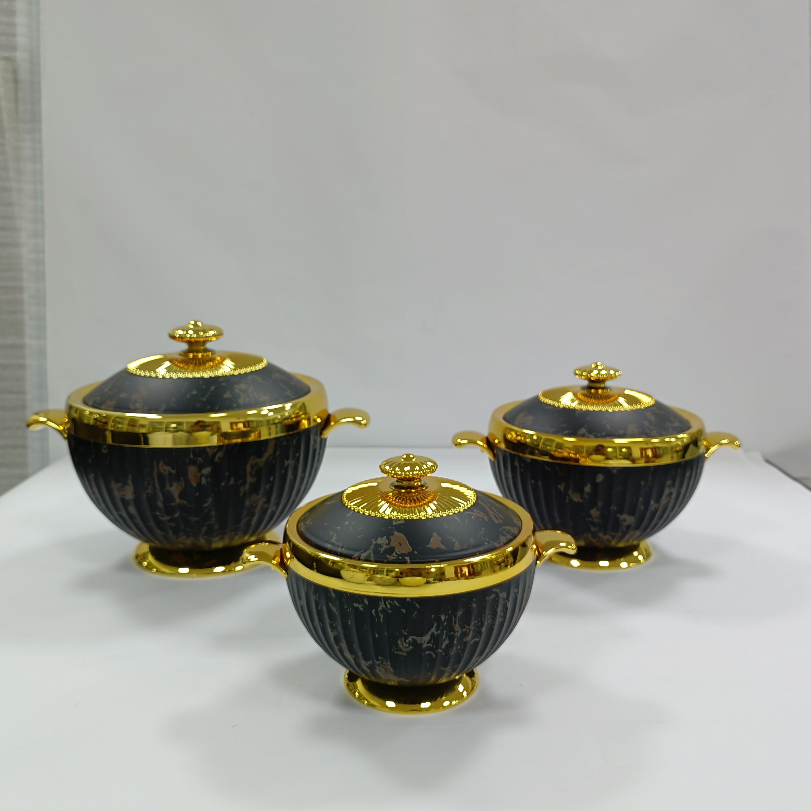 High quality Bar Hotel round cooking pot set for Home Party 1.2L+1.8L+3.2L LAfrica insulated casserole food warmer