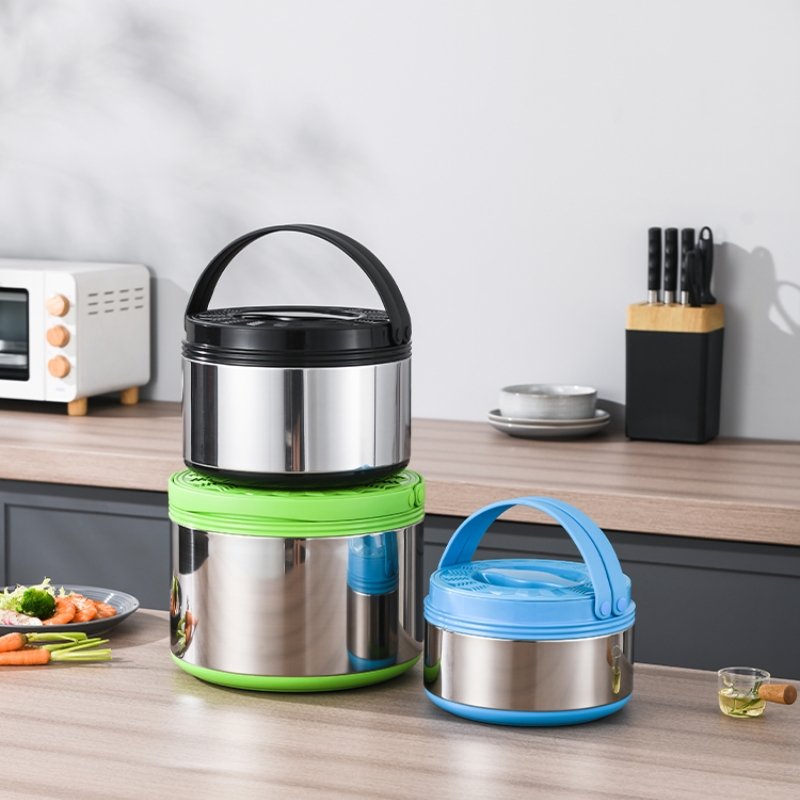 Factory Price Double Wall Stainless Steel Food Storage Container with Handle