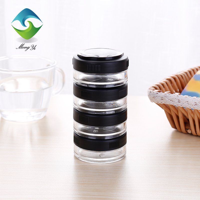 4 Stackable Snack Container Set Twist Food Storage Containers Portable Protein Powder Shaker Cup Pill Box