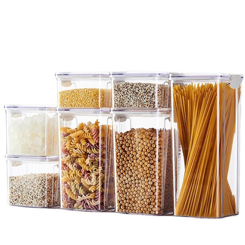 DS3788 Kitchen Pantry Organizing Stackable Plastic Container for Cereal Snack Flour Airtight Food Storage Containers with Lids