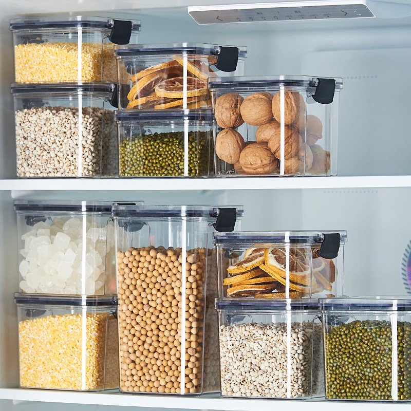 DS3788 Kitchen Pantry Organizing Stackable Plastic Container for Cereal Snack Flour Airtight Food Storage Containers with Lids