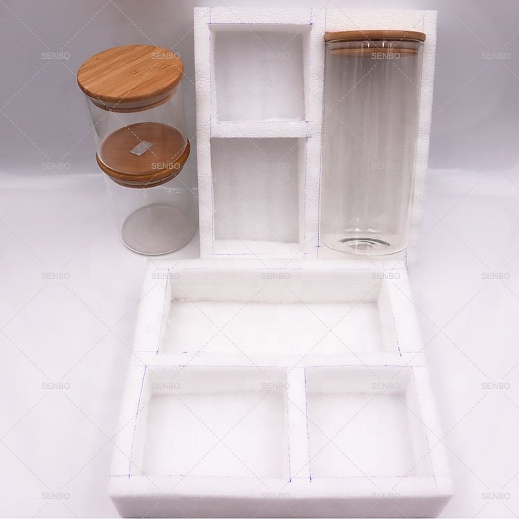 Wide Mouth Round High Borosilicate Glass Artight Kitchen Food Storage Jar Containers with Bamboo Lid