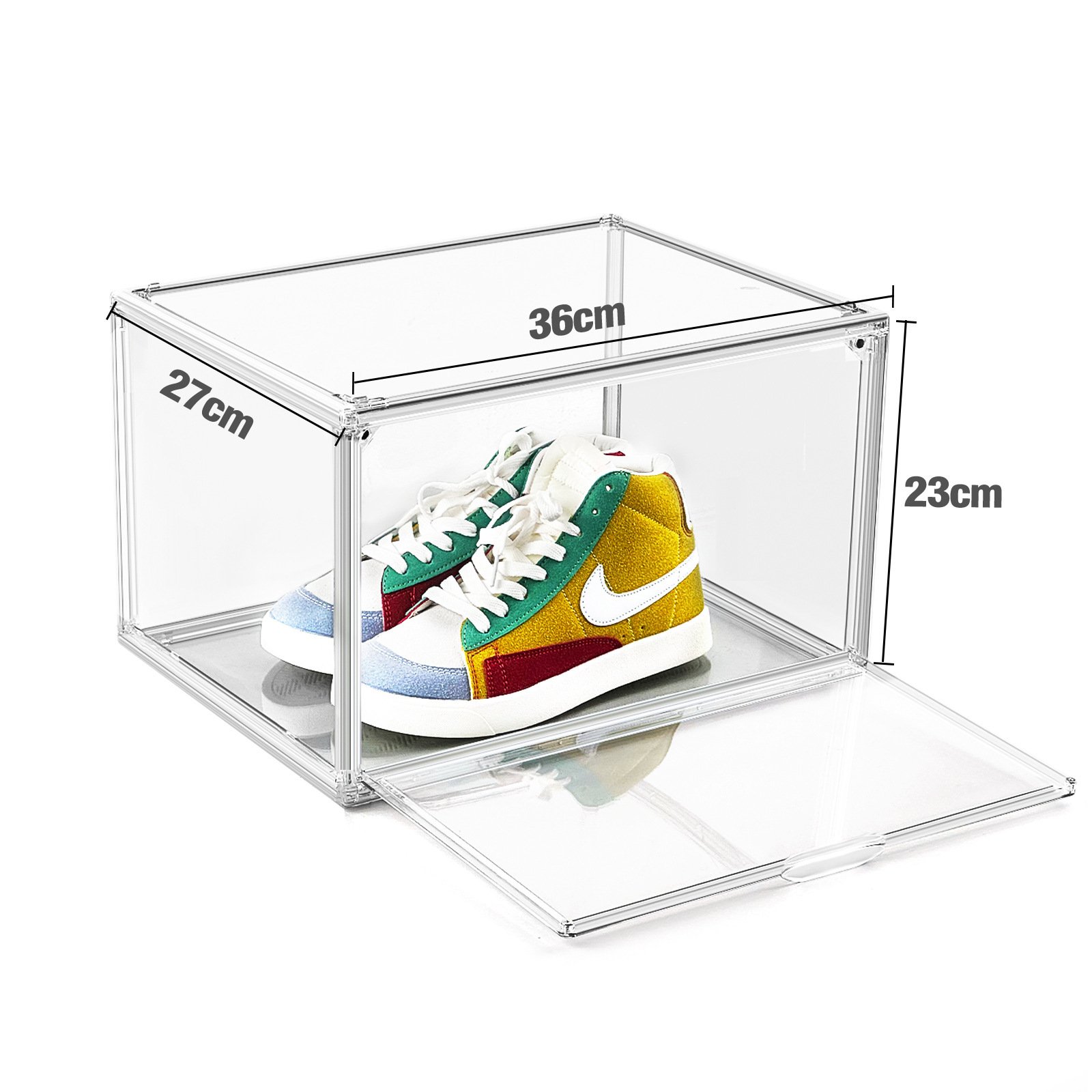 XJH Magnetic Side Opening Hard Box Fully Transparent Large Shoe Cabinet Thickened Storage Acrylic Modern Plastic Shoe Box