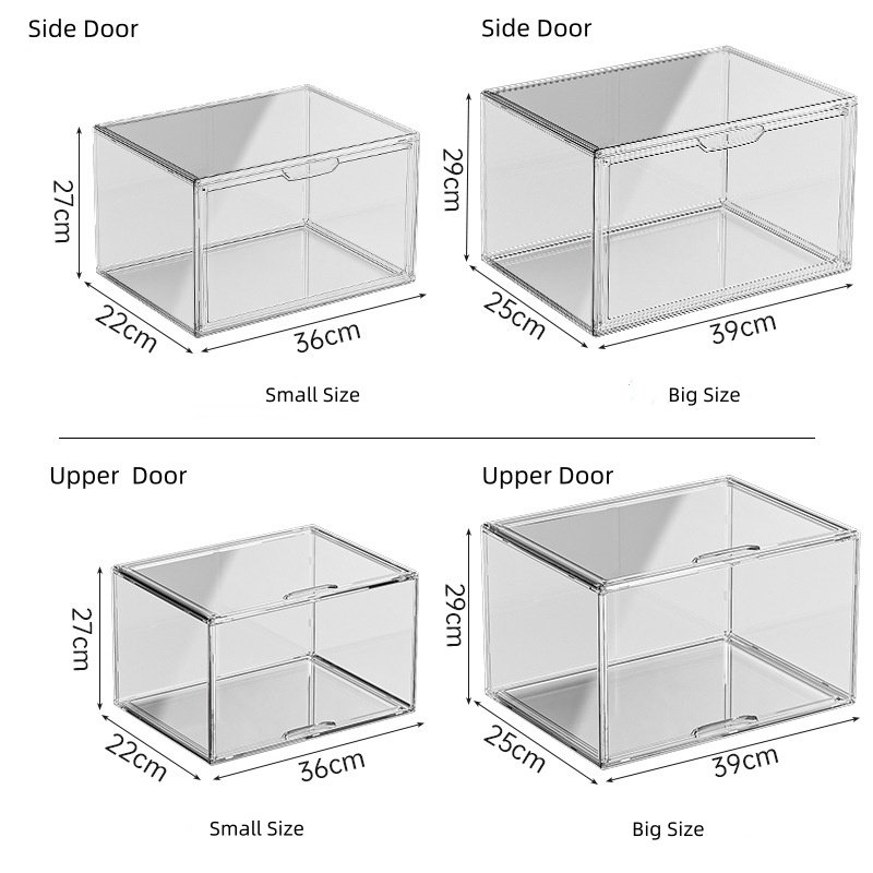 XJH Magnetic Side Opening Hard Box Fully Transparent Large Shoe Cabinet Thickened Storage Acrylic Modern Plastic Shoe Box
