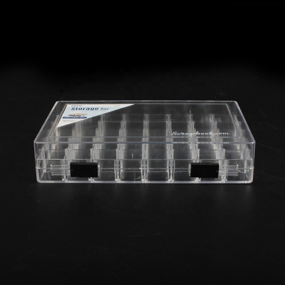 21975 customized transparent plastic sponge brush storage box with dividers