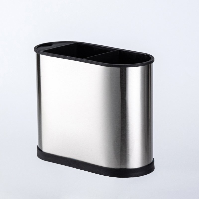 Black/Silver Convenient Luxury Portable Stainless Steel Cutlery Holder Clear Storage Box Kitchen Holder