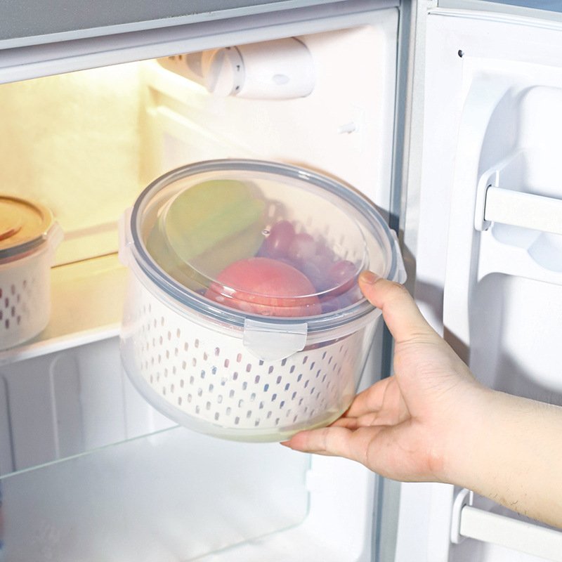 storage box food round storage container with strainer