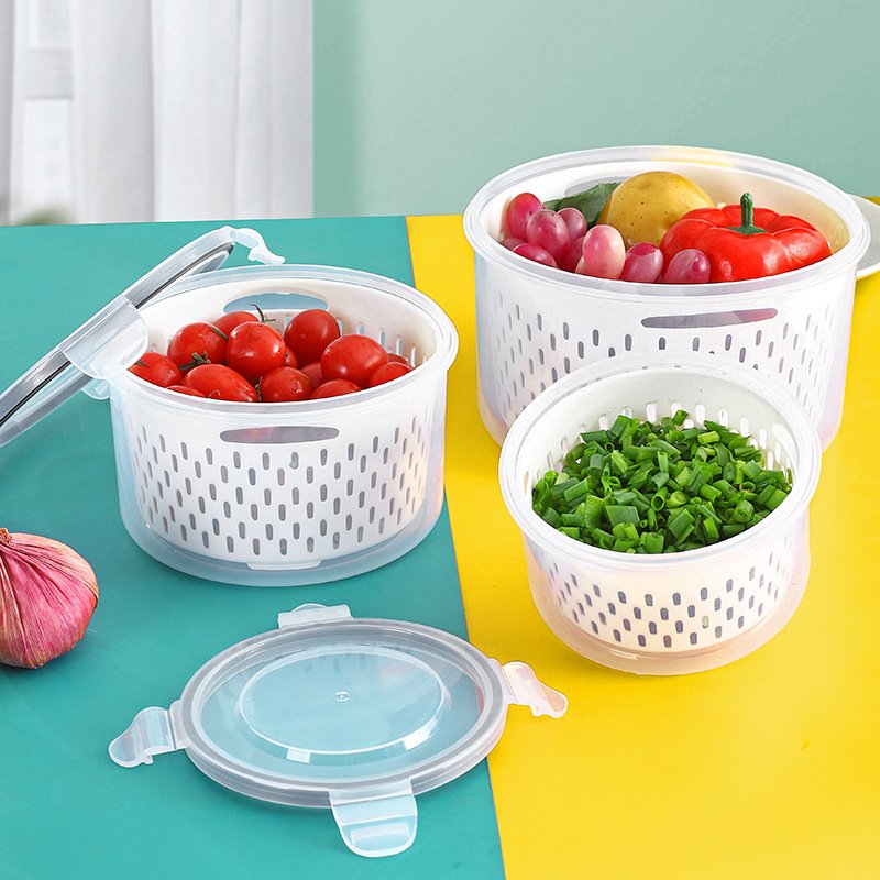 storage box food round storage container with strainer
