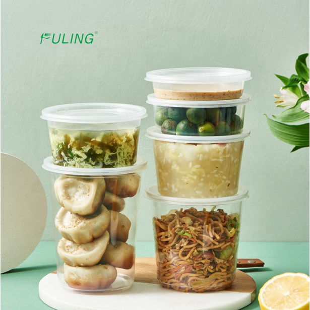 Plastic clear deli container with lids, take away food storage container 8oz