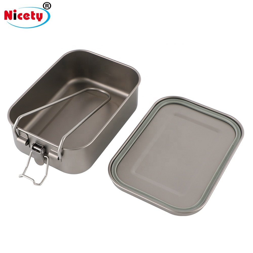 800ml Ultralight Removable Lid Outdoor Picnic Storage Box Pure Titanium Lunch Box Camping Cookware
