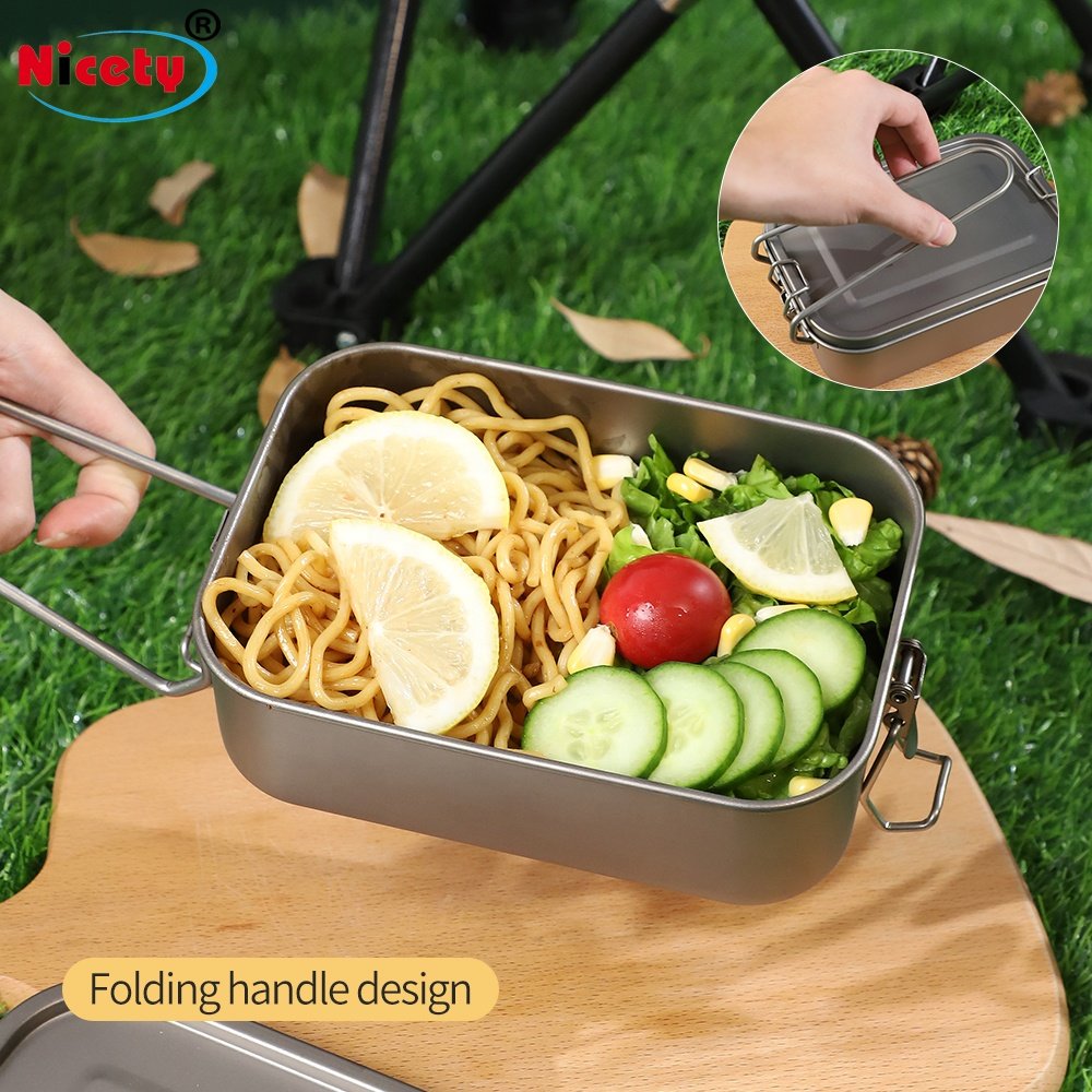 800ml Ultralight Removable Lid Outdoor Picnic Storage Box Pure Titanium Lunch Box Camping Cookware