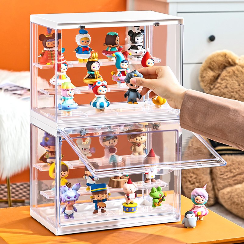 2023 new style acrylic collapsible storage box multi compartments scale car models toy figures Garage Kit display case