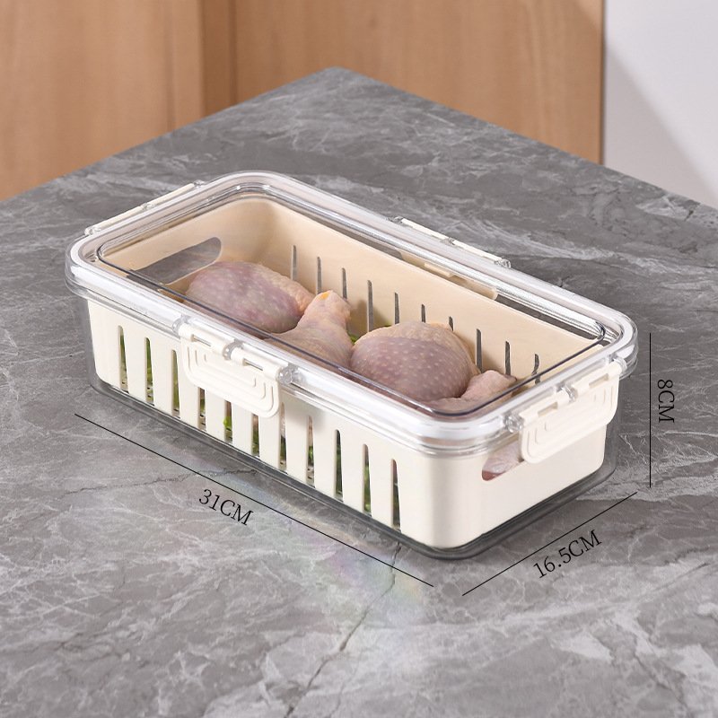 Refrigerator Storage Box With Lid And Handle Food Preservation Box Frozen Divided Serving Tray Kitchen Fruit Fish Containers