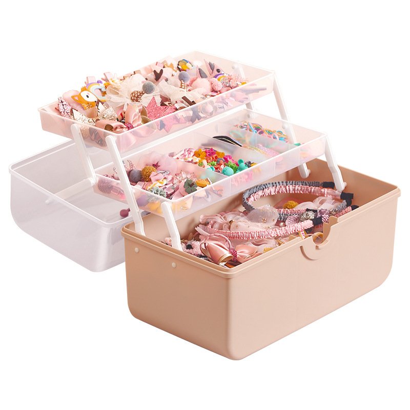 Hot Sale Children Hair Accessories Storage Three-layer Organizer Cosmetic Hairpin Storage Box Plastic Box Storage