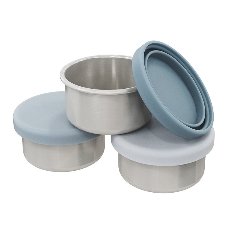 Custom logo Portable 304 Food Storage Containers with silicone Lids stainless steel and silicone lunch box