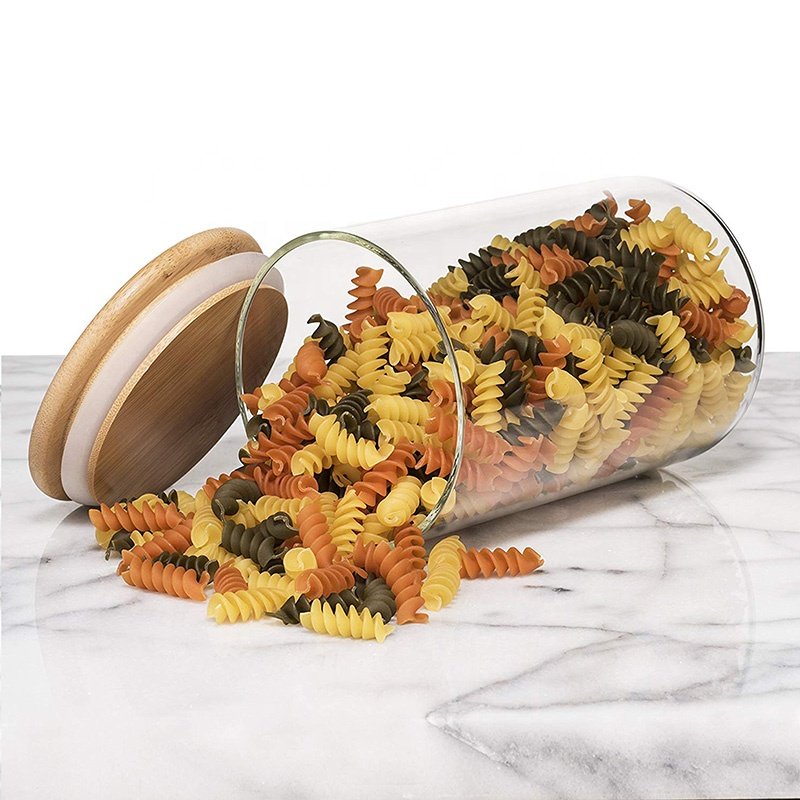 Industry Wholesale Price Glass Jar Food Storage Borosilicate Glassware Airtight Food Storage Clear Glass Jars with Bamboo Lid