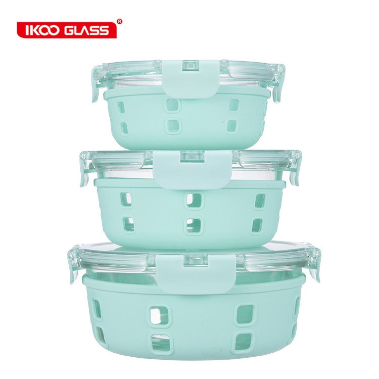 microwave safe glass meal bpa free food storage containers airtight lunch box with silicone sleeve