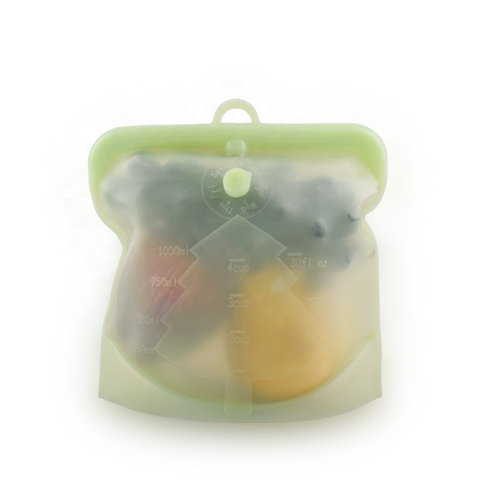 High Quality Silicone Leakproof Containers Reusable Stand Up Zip Shut Bag Cup Fresh Bag Food Storage Bag