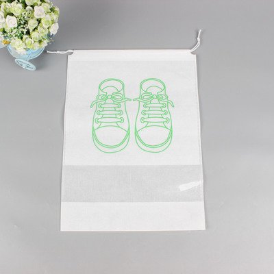 GG47 Customized Non-Woven Shoes Storage Pouch Household Travel Dustproof Shoes Bags Drawstring Transparent Shoe Storage Bag