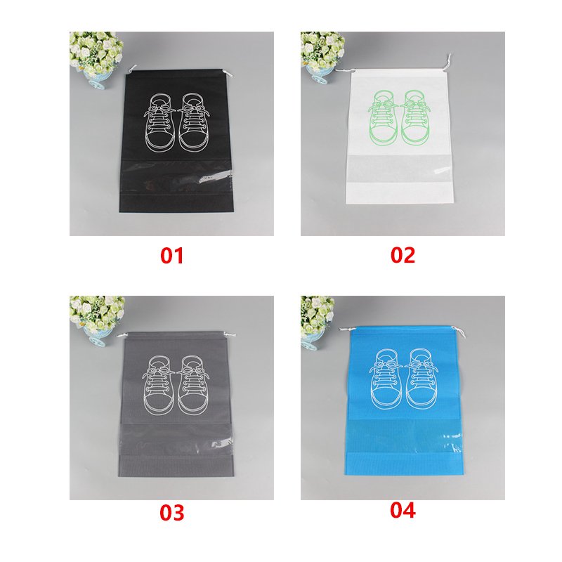 GG47 Customized Non-Woven Shoes Storage Pouch Household Travel Dustproof Shoes Bags Drawstring Transparent Shoe Storage Bag