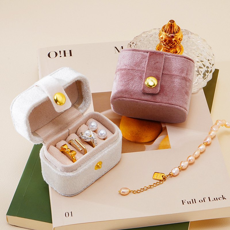 4 Color mini simple portable velvet jewelry ring earrings display storage box jewel case