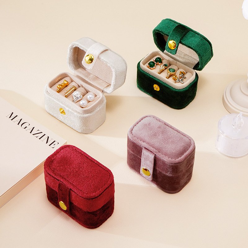 4 Color mini simple portable velvet jewelry ring earrings display storage box jewel case