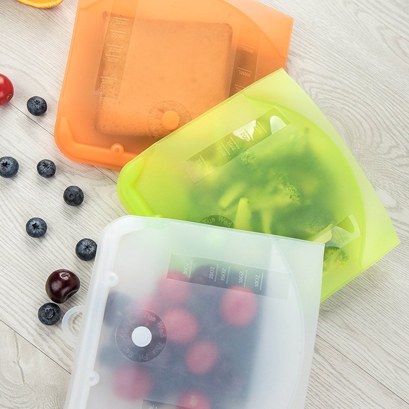 Airtight Seal Freshness Protection Package Reusable Freezer Bags Silicone kids reusable snack bags For Food