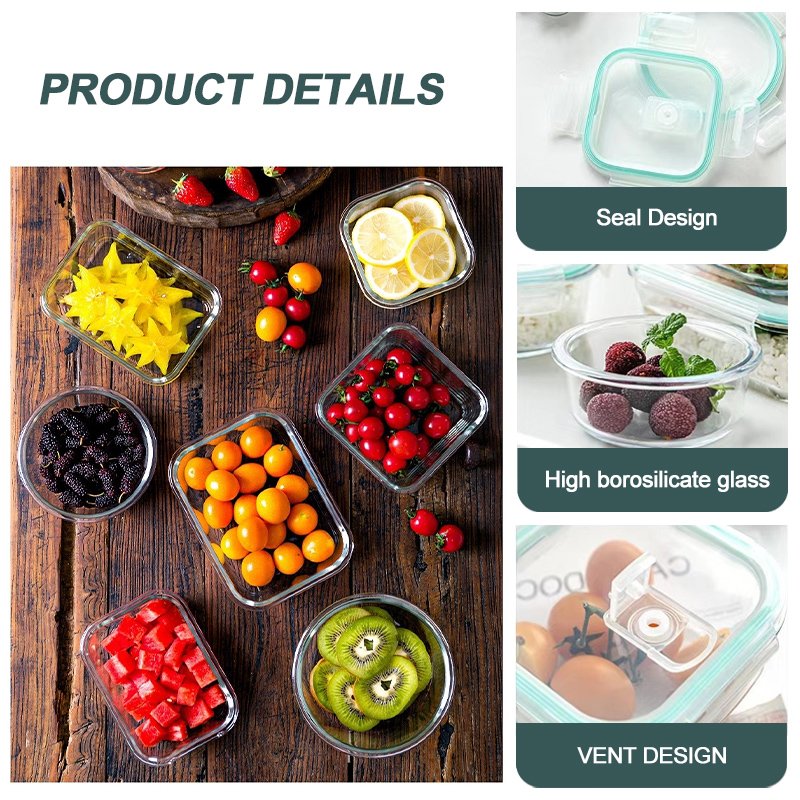 Custom logo 400ml 500ml Nestable glass bowls for food salad mixing bowl glass food container storage bowl round glass lunch box