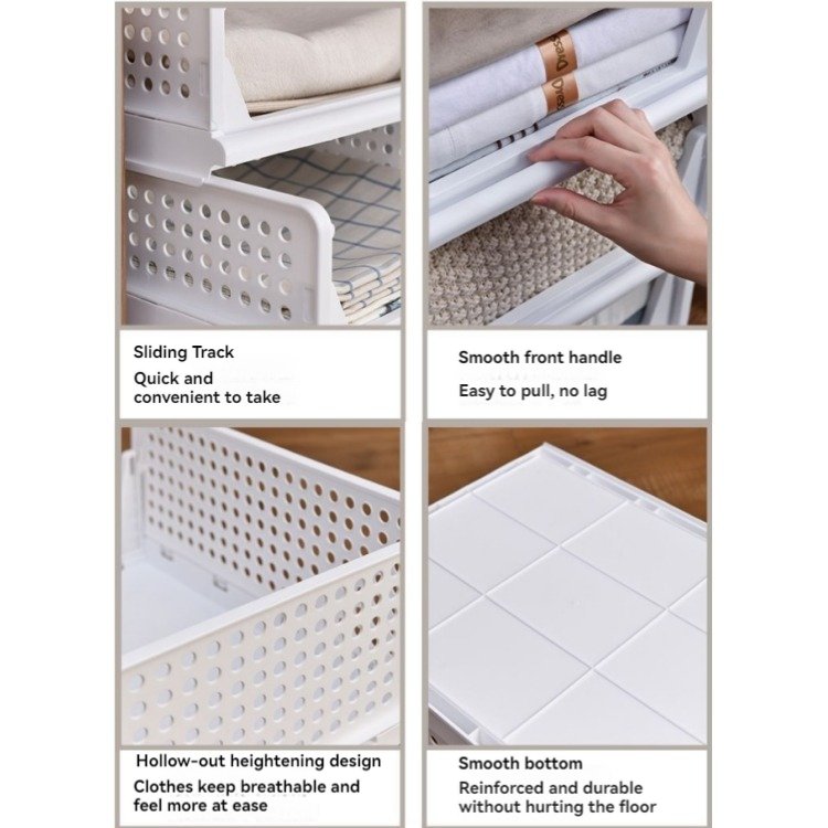 2024 New Arrival Folding Closet Organizers Stackable Plastic Drawer Basket for Office or Bedroom Storage of Clothing