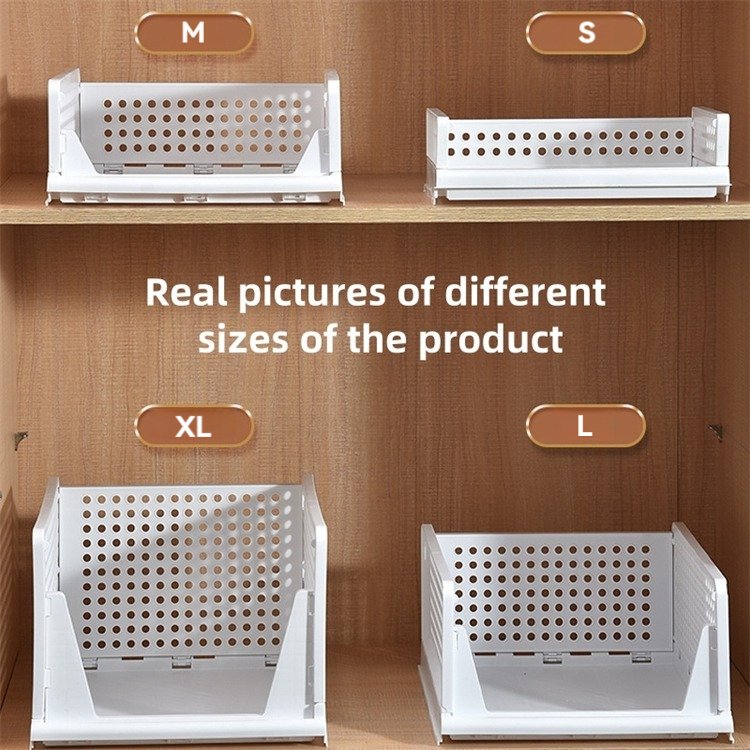 2024 New Arrival Folding Closet Organizers Stackable Plastic Drawer Basket for Office or Bedroom Storage of Clothing