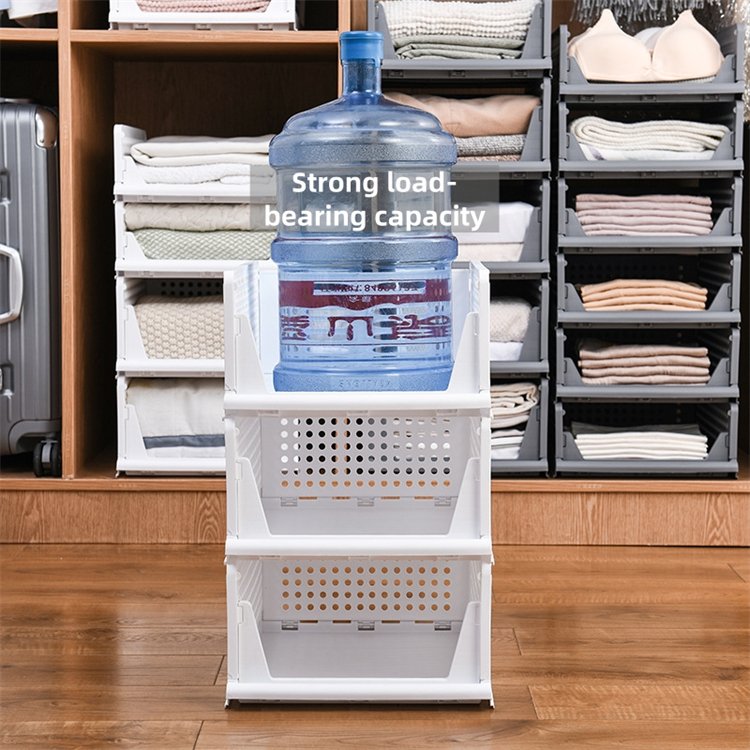 2024 New Arrival Folding Closet Organizers Stackable Plastic Drawer Basket for Office or Bedroom Storage of Clothing