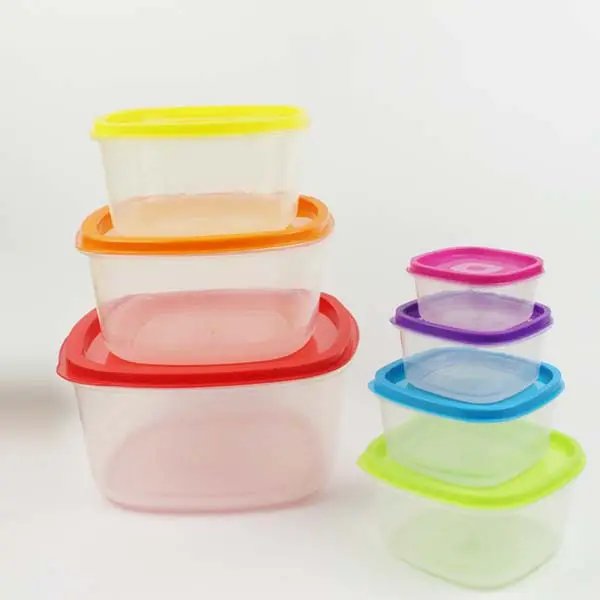 Ecofriendly 7pcs Rainbow round/square Meal Prep Plastic Food Storage Containers sets