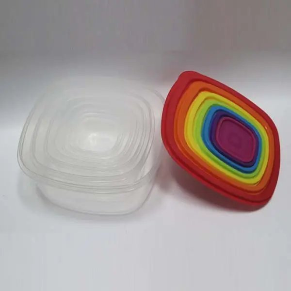 Ecofriendly 7pcs Rainbow round/square Meal Prep Plastic Food Storage Containers sets