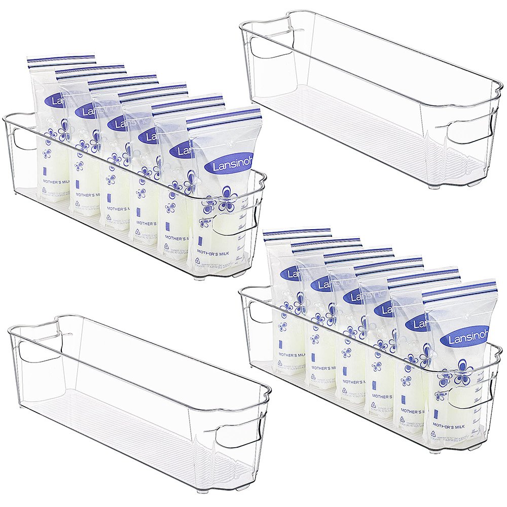 Refrigerator Organizer Bins Clear Plastic Bins for Fridge Kitchen Cabinet Pantry Organization ideal BPA Free Freezer Organize